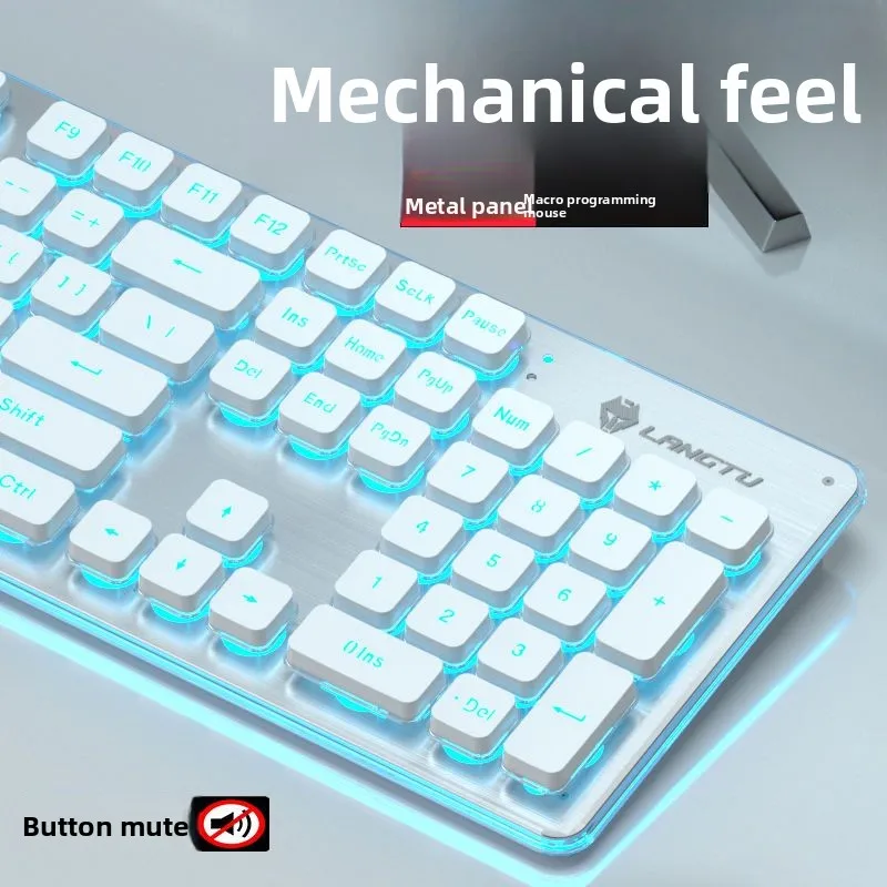 

[Langtu] Комплект бесшумной клавиатуры и мыши L1, проводной, светящийся, для компьютера и офиса, универсальный, двухцветное литье под давлением, не выцветает