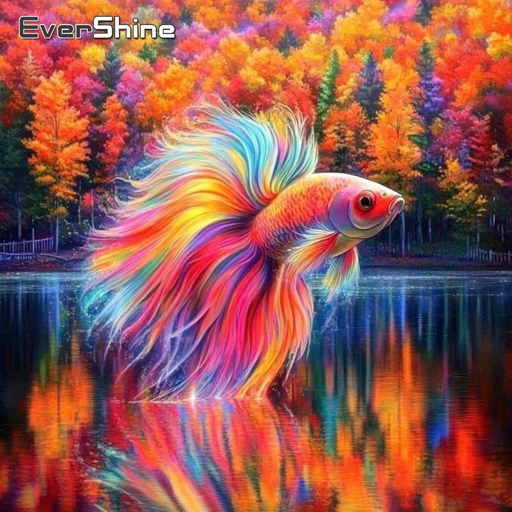 EverShine Neuerscheinung Diamant-Malerei Tier-Fisch Bastelset Kreuzstich Stickerei Bild Strass DIY Mosaik Heimdekoration