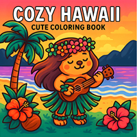 Cozy Hawaii Coloring Book for Adults And Students Featuring Puzzle Stress Relief for Relaxation Kids DIY Painting Drawing Books
