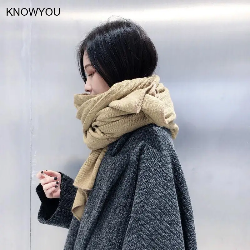 Thick Warm Scarf for Women Pure Color Ladies Imitation Cashmere Black Scarf Female Winter Shawls Fashion Bufanda Muffler