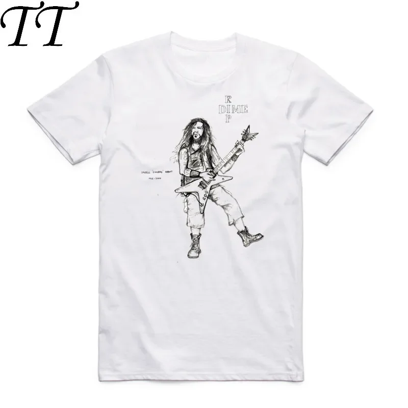 

2019 Summer Fashion Men Print Dimebag Darrell Pantera T Shirt Short Sleeves O Neck Cool Casual Homme T-shirt