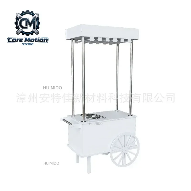 custom.White Dessert Wedding Display Bar Cart Multi-Function Large Capacity Wheeled Float PVC Material