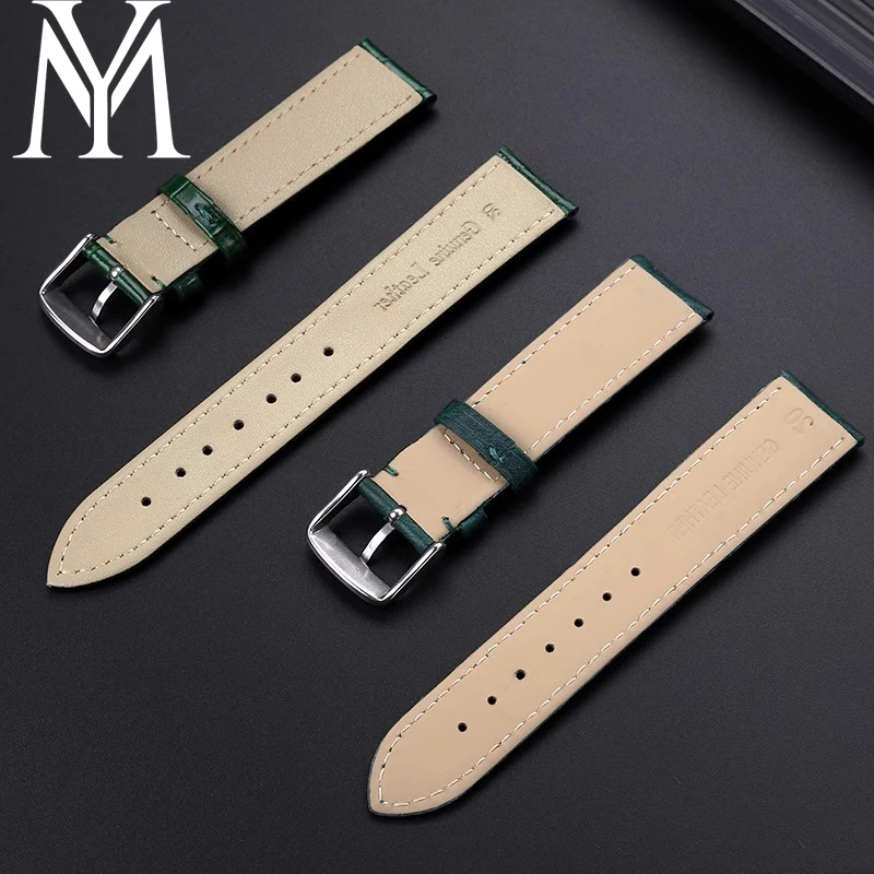 16 18 20 22mm Fashion Green Dermis Watch strap For any brand Strap Mens Womens Soft Cowhide Butterfly clasp Watchband with tools