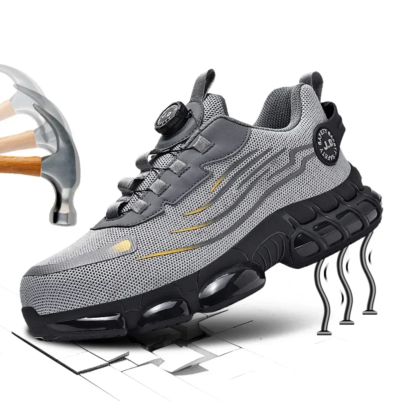 

Men's Casual sneakers steel safety shoes are anti-crush anti-puncture breathable comfortable fashionable sports work men's shoes