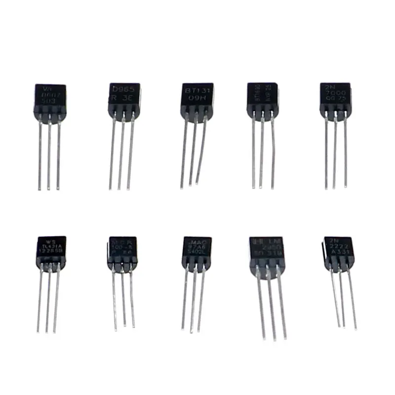 100Pcs 10 Value Triode Thyristor Kit Box Z0607 2SD965 BT131 BT169 2N7000 TL431 MCR100-8 MAC97A6 LM2950-5V 2N2222