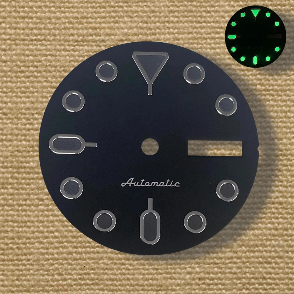 28,5 мм высококачественный циферблат SKX007 SS с логотипом NH36, подходит для механизма NH36, зеленый ночник, аксессуары для часов NH35, обслуживание часов