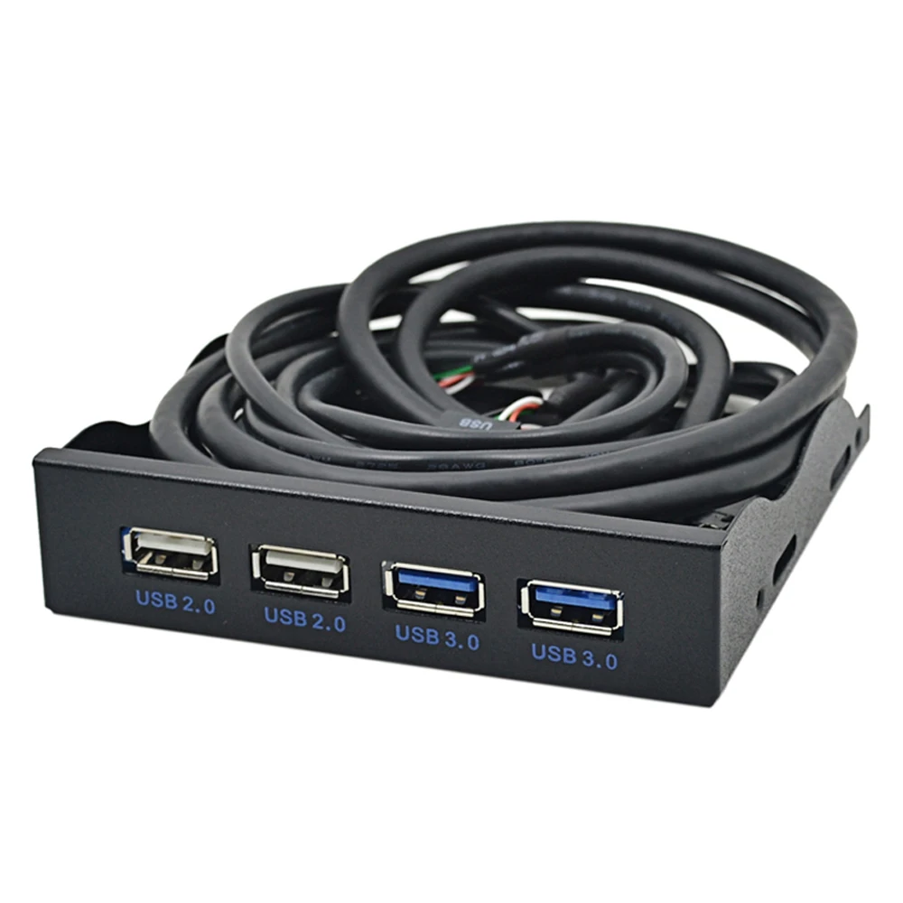 QINDIAN HUB USB 2.0 USB 3.0 4 Port Front Panel USB3.0 Hub Splitter Internal Combo Bracket Adapter for Desktop 3.5Inch Floppy Bay