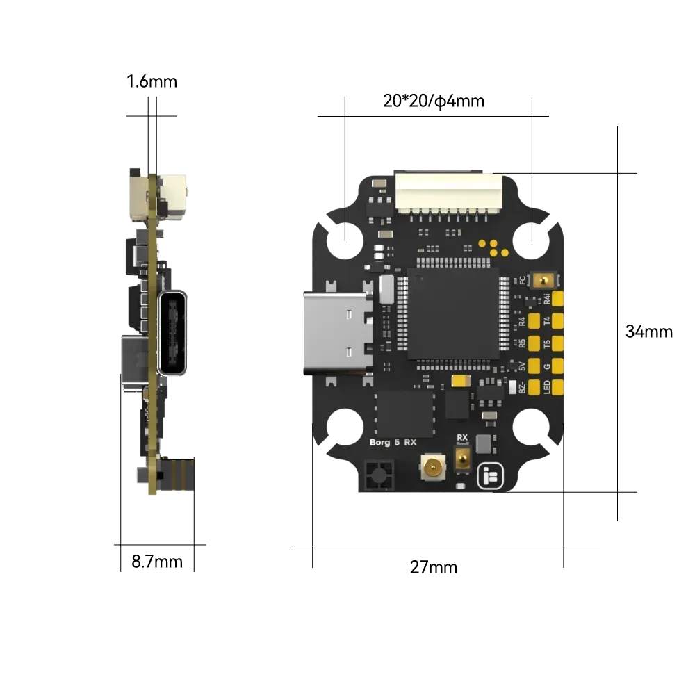 

iFlight Borg 5S RX Stack with Borg 5S RX FC Flight Controller / Borg 60RS ESC for FPV Racing Parts