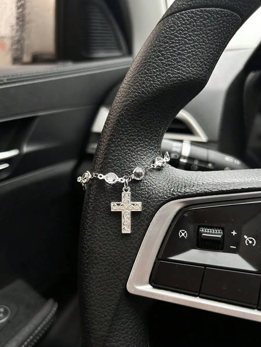 Crystal Cross Car Pendant Hanging Decoration For Steering Wheel Unisex