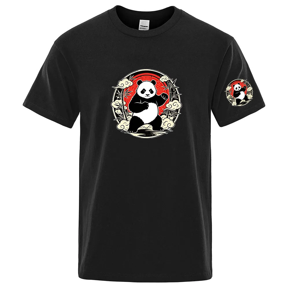 2026 Panda Logo Print Men's Daily Commute Bright Colors Eye-catching Simple Style T-shirt Absorb Sweat Quick-dry T-shirt