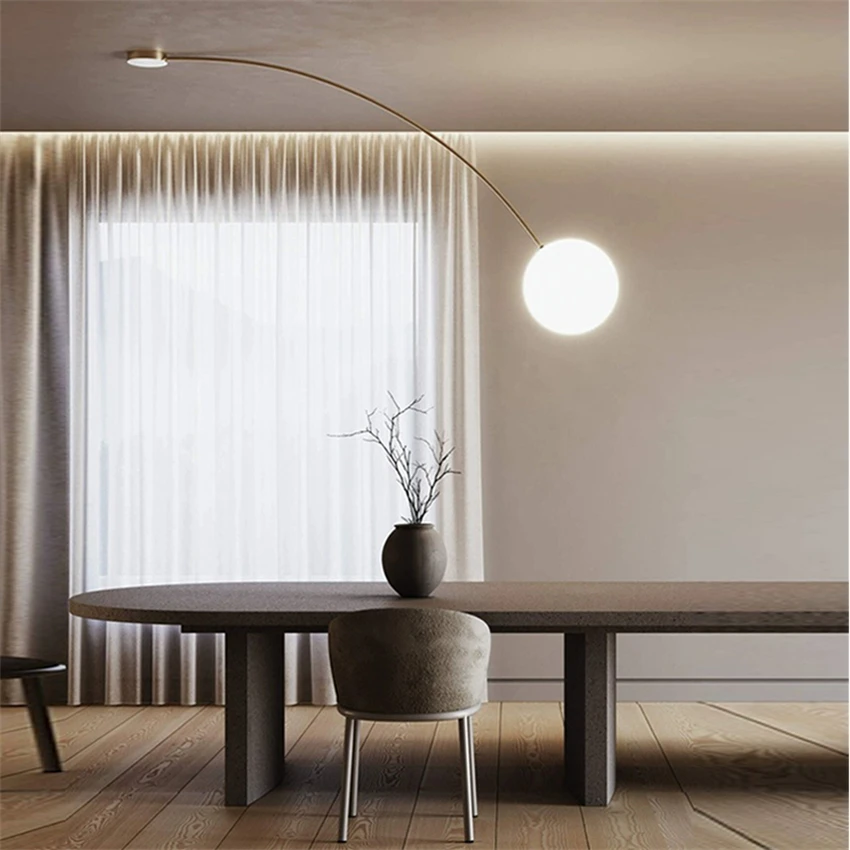 Nordic curve simple glass wall lamps bedroom bedside lamp designer living room study lamp long pole wall sconces lights lighting