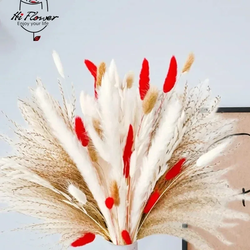 Dried Flowers Natural Fluffy Pampas Bouquet Wedding Party Decoration Accessories Artificial Plants Whisk Bunny Tails Home Decor