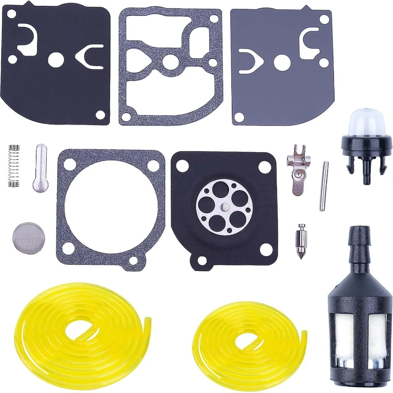 Zama RB39 Carburetor Rebuild Kit for McCulloch MacCat Super 16 18 Homelite 250 C1Q-M27 C1Q-H27 with Primer Bulb Fuel Filter Line