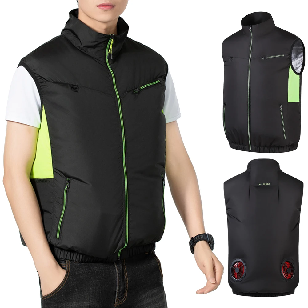 Wearable Cooling Vest Heat Resistant Air Conditioner Clothes Breathable Cooling Fan Vest for Summer Camping Fishing Hiking Work