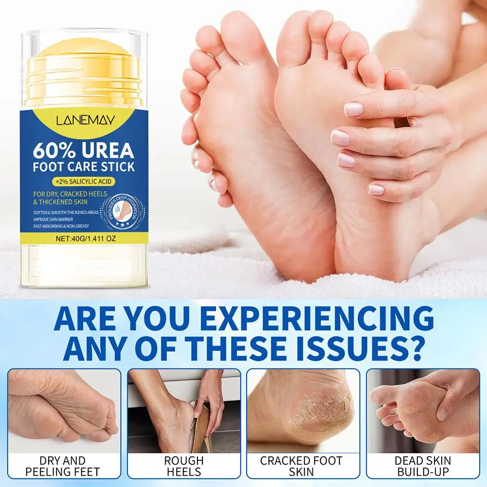 Urea Foot Cream Stick Heel Repair Balm for Dry Cracked Feet Moisturizing Exfoliating Portable Foot Care