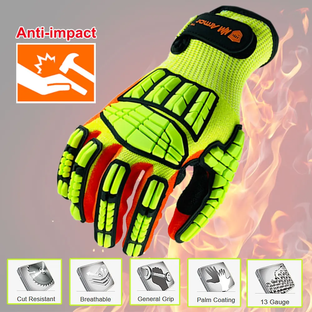 Anti Vibration Protective Work Gloves Cut Resistant High Quality with Oil-proof Nitrile Dipped Palm Glove