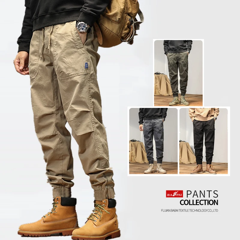 

BAPAI Mens Cargo Pants Multi Pocket Khaki Trousers Casual Military Cotton Pants Men Plus Size Pantalon Cargo Homme Overalls