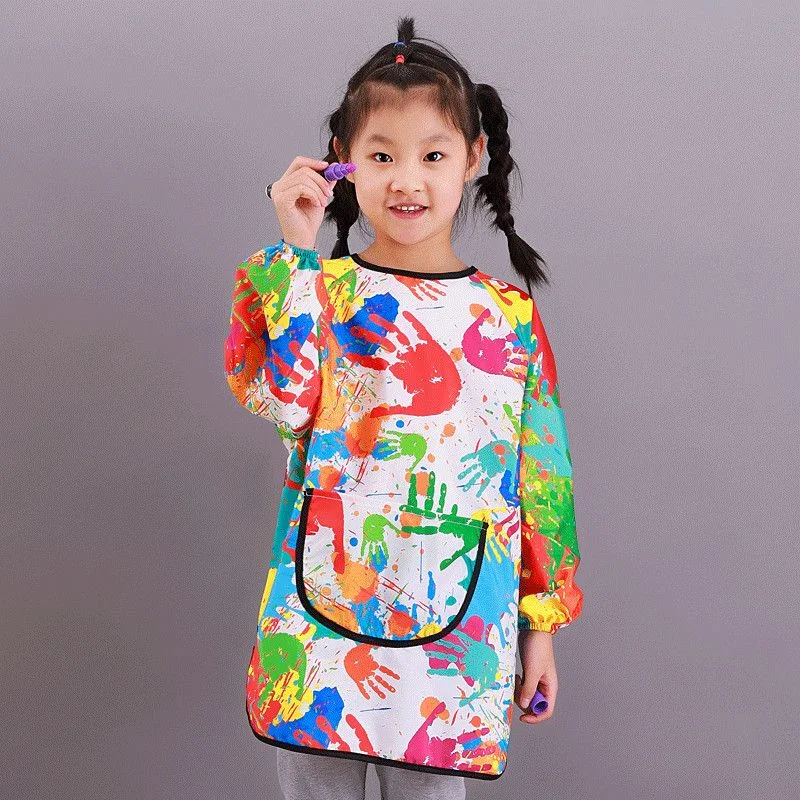 Kids Painting Smocks Waterproof Art Apron For Child 3-8 Years Kids Clothing for Painting Aprons with Long Sleeve Dressing Gifts