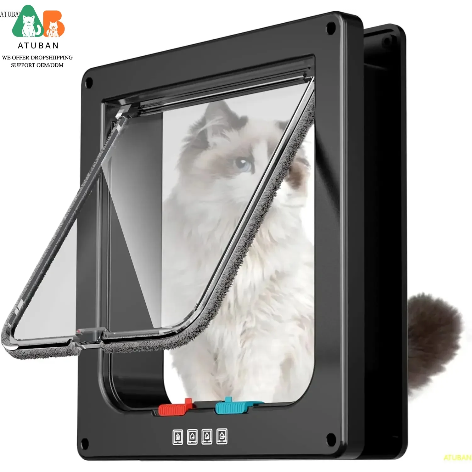

ATUBAN Large Cat Door Interior Door Pet Door for Cat Exterior Door 4 Modes Locking Suitable for Window and Wall,Strong Durable