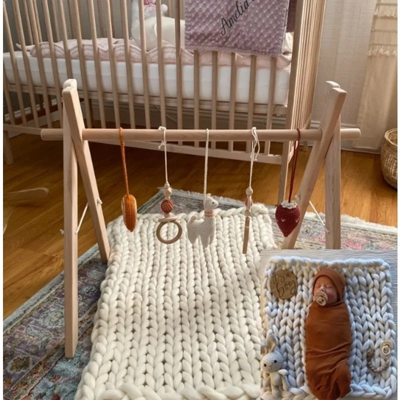 Merino Wool Knitted Braid Blanket for Newborn Photography, Baby Photo Shoot Background & Basket Stuffer, Bump Wrap Prop bebe