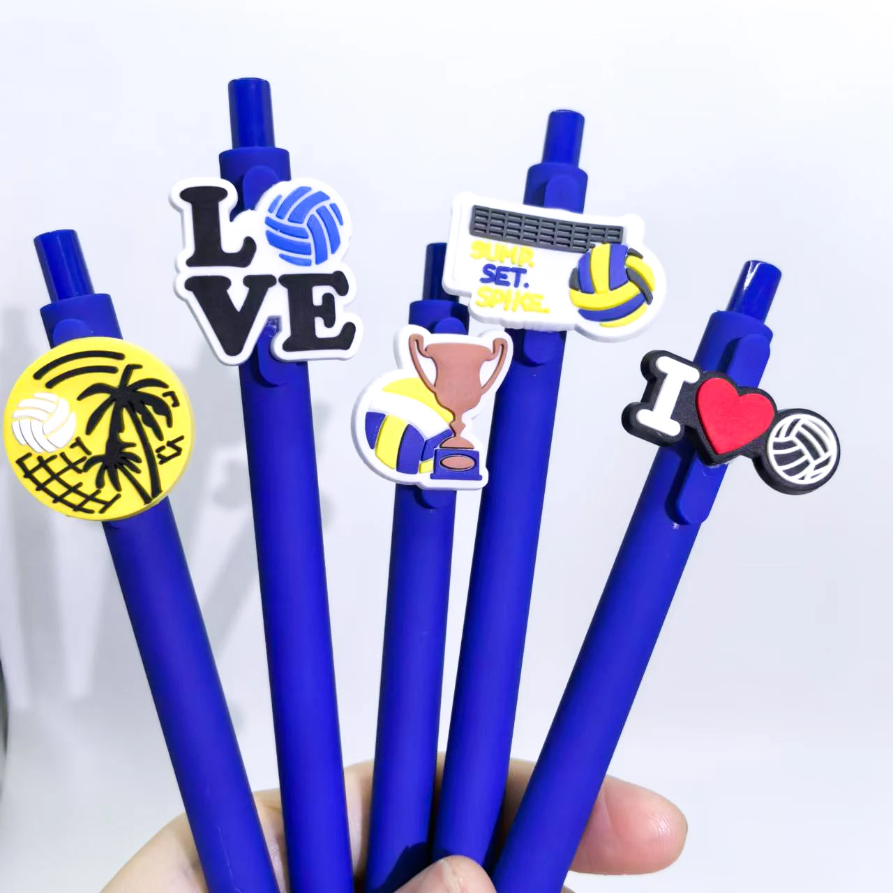 10 قطع من أقلام الكرة الطائرة الناعمة المحايدة، سلسلة رياضية بلون سادة، أدوات مكتبية للطلاب، قلم حبر جاف عشوائي #4