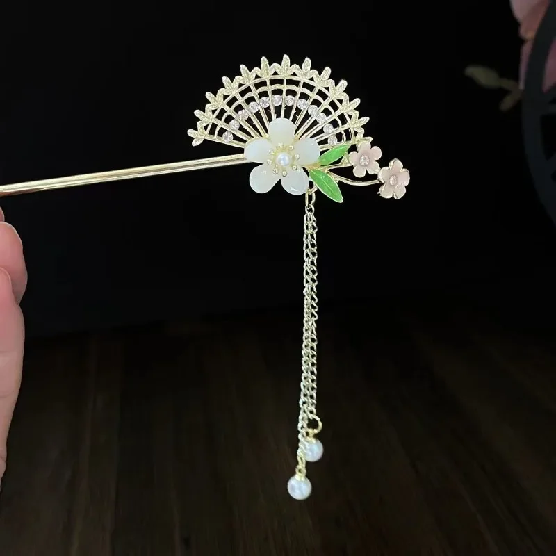 Retro Chinese Style Tassel Hair Clip for Women Hair Stick Pins Flower Handmade Hairpins Charm Jewelry Accessories Hair Ornaments