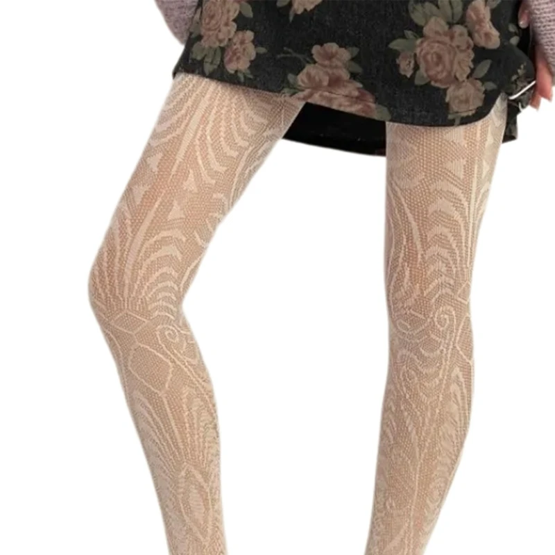 Mulher estética ver através malha fishnet meia-calça oco exótico modelado collants bottoming leggings meias meias