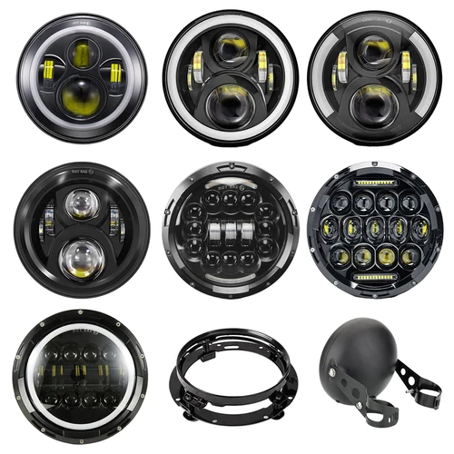 Faro Led de 7 pulgadas para motocicleta, faro LED DRL Angel Eyes para Harley, Honda, Yamaha, Jeep, Lada, Niva, coche urbano, H4