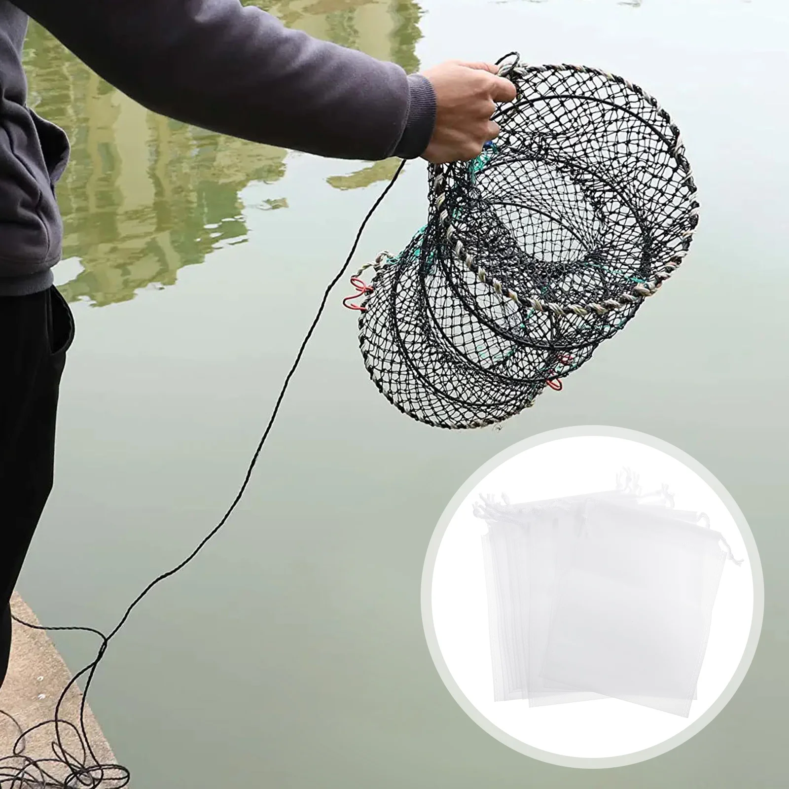 

10pcs Fishing Net Bag Bait Container Draw String Mesh Sack Non-woven Net Bag Bait Net Bag Non-woven Fabric Net Bag