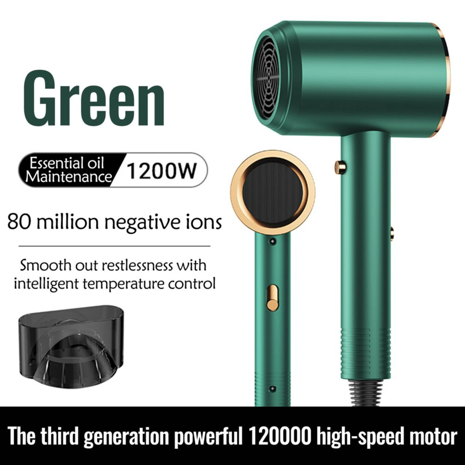 Clearance Hair Dryer with Diffuser and Concentrator - Portable Hair Dryer for Curly Hair, Negative Ion Technology, Constant Temp