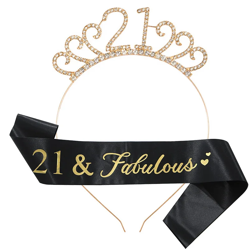 النساء حفلة عيد ميلاد الرقمية عقال للرأس على شكل تاج حزام الكتف 18 21 30 40 50 60 70 أنثى عيد ميلاد القبعات سبيكة إكسسوارات الشعر