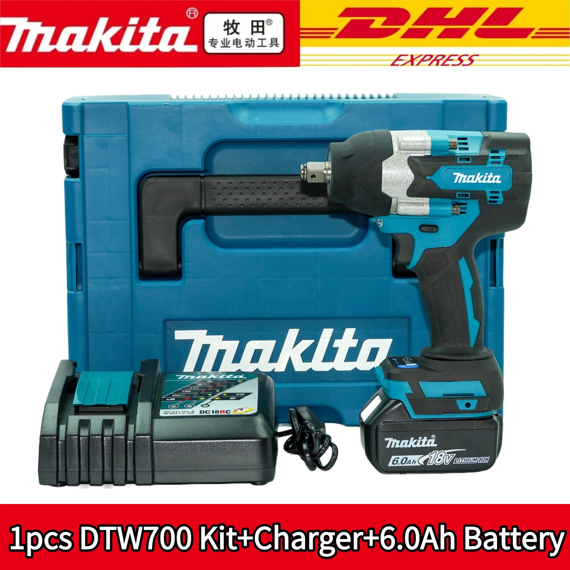 

New Makita DTW700 1000N.M Torque Brushless Electric Impact Wrench Cordless Electric Drill 1/2"Wrench Power Tools For 18V Battery