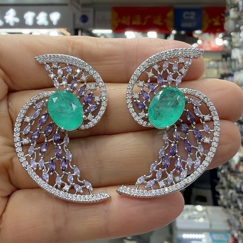 

Paraiba Tourmaline Style Zircon Drop Earrings for women Statement Jewelry for Party Wedding Gift unique design