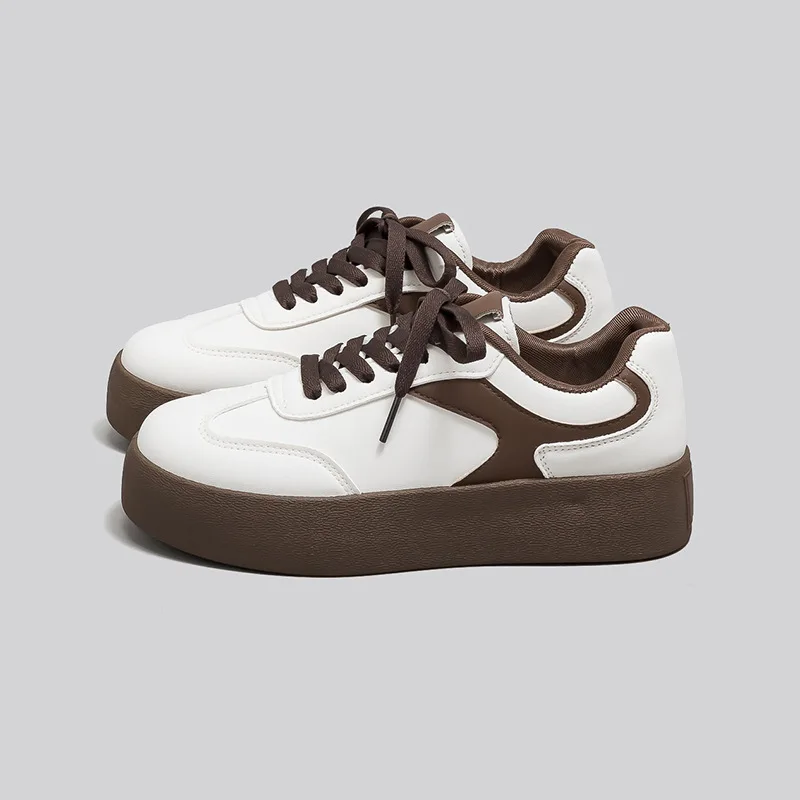 Unisex Thick Bottom Dequn Shoes Fashion Sporty Casual Low Top Cross Buckle Waterproof PU Leather Round Toe Men's Casual Shoes