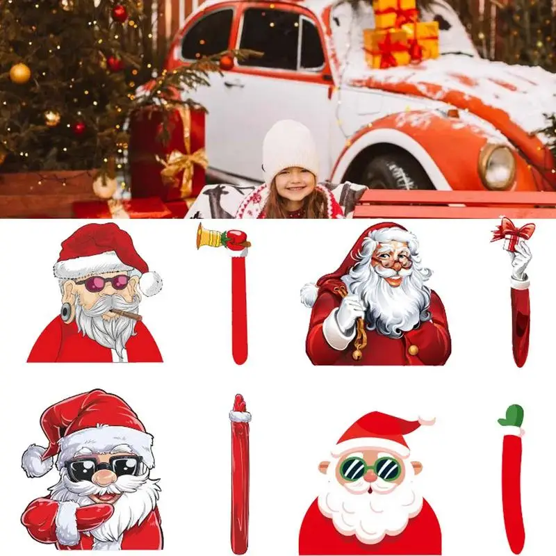 Santa Claus Car Decal Funny Santa Waving Christmas Decorative Sticker Santa Waving Arm Sticker For Rear Window Windshield