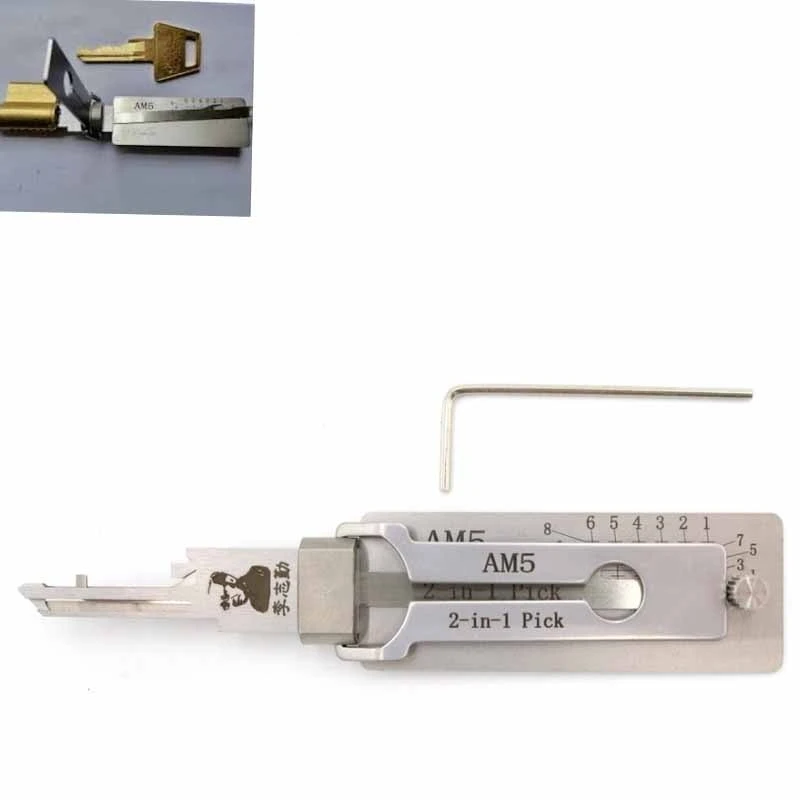 

1PCS AM5 Lishi 2-in-1 Picking Master Key Decoder Lockpick Master Locksmith Tools for Home Door Civil Lock Picks Aster Ganzua