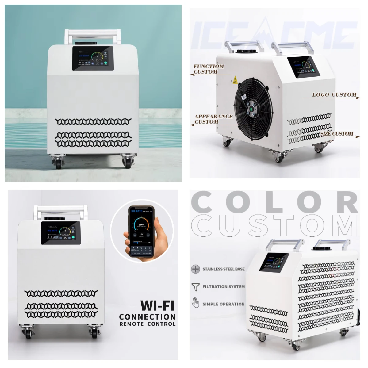 

Portable 1.5HP Ice Bath Chiller 110V, R410A Compressor Cold Plunge Cooler with Ozone & WiFi Remote Control