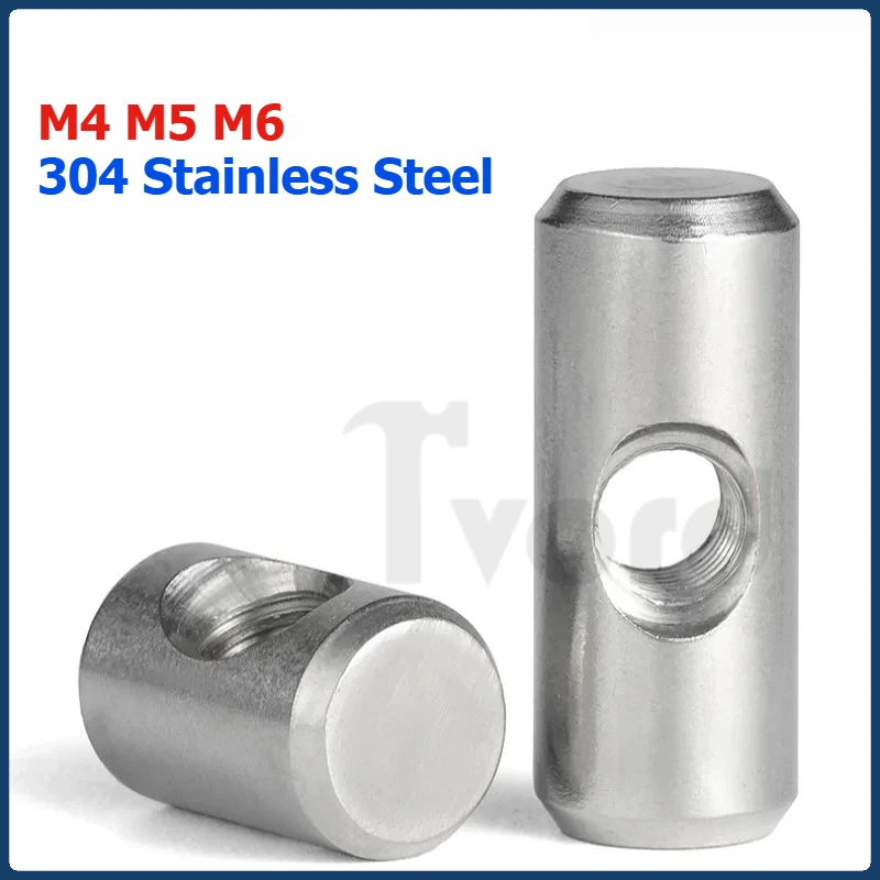 M4 M5 M6 304 Stainless Steel Barrel Bolts Cylindrical Pin Dowel Cross Hole Hammer Embedded Nut Wood Furniture Embedded Nuts