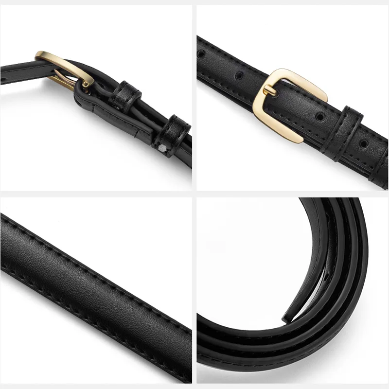 حزام السيدات الموضة، حزام مشبك دبوس معدني، حزام خصر أنيق من جلد البولي يوريثان، حزام عالي الجودة #4