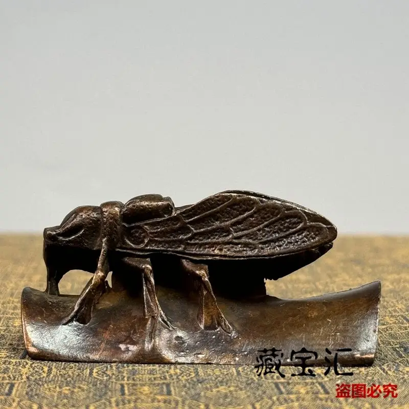 Vintage Antique Purple Copper Old Patina One Word Amazing Paperweight Persistent Traditional Chinese Study Desk Decor Sculpture