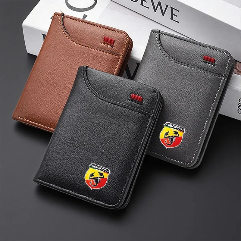 

Men's PU Leather Car Wallet for Fiat Abarth 500 Panda Punto Tipo Slim Card Holder Coin Purse Auto Interior Accessories