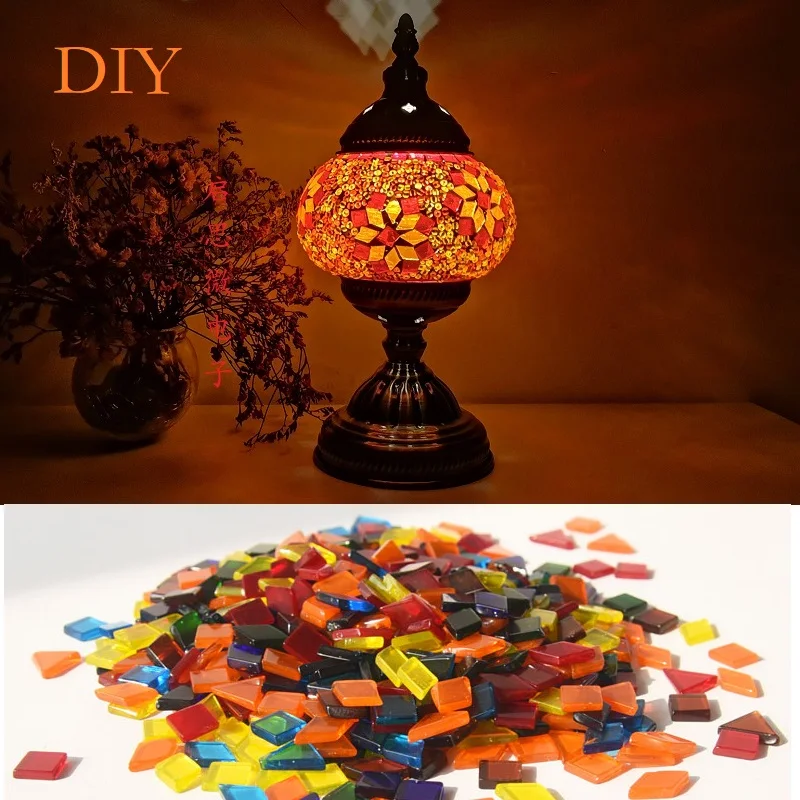 Paquete de Material de luz de mosaico turco DIY, lámpara de mesa hecha a mano, diseño de amantes, lámpara de noche de vidrio para padres e hijos, regalo de cumpleaños