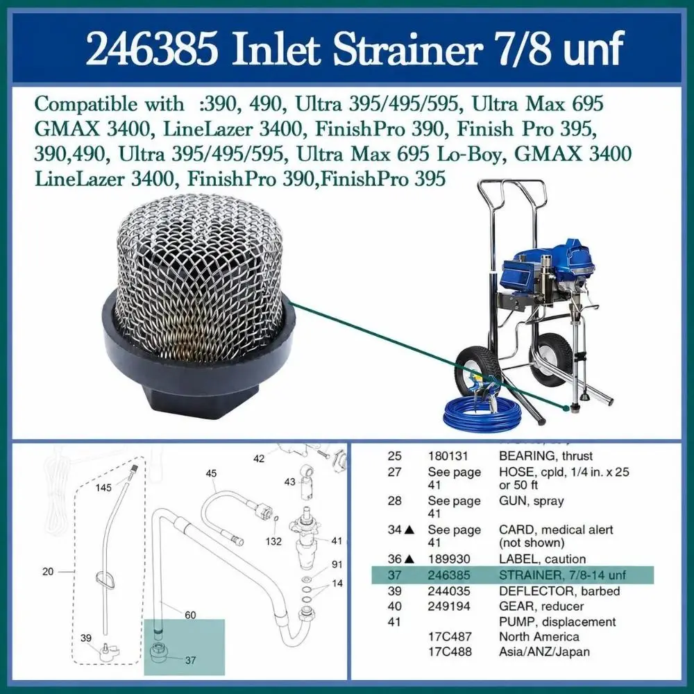 Mesh Filter Paint Sprayer Filter 246385 Inlet Type Inlet Filter Strainer Durable Airless Sprayer Filter Airless Sprayer