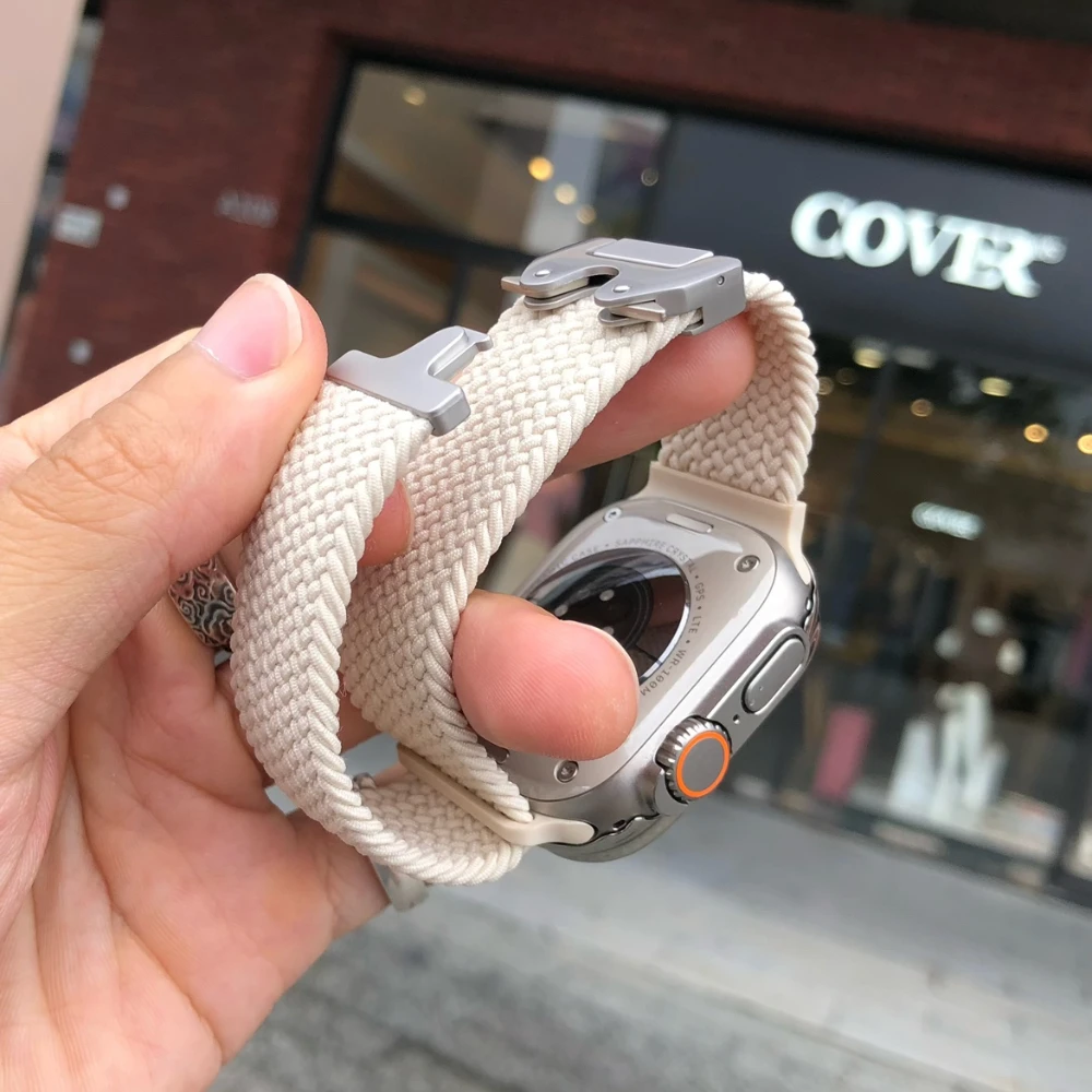 New Nylon Strap For Apple Watch Ultra Band 49mm 46mm 45mm 44mm 40mm 41mm 42mm Adjustable Bracelet correa Series10 9 5 4 6 7 8 SE