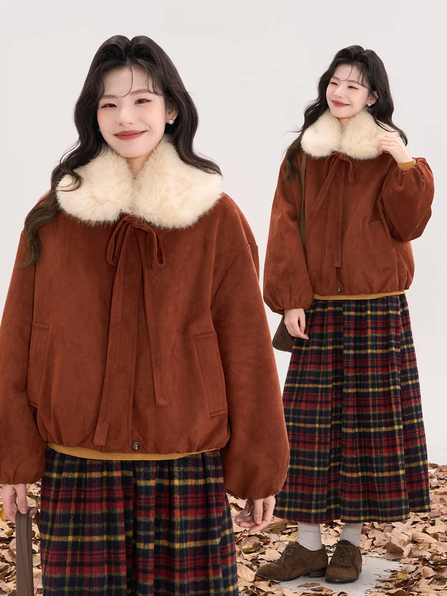 

Heme Flower Field Window New Year Aosphere Red Fluffy Collar Suede Jaet Women's Faion Sweet Sle Online Exclusive