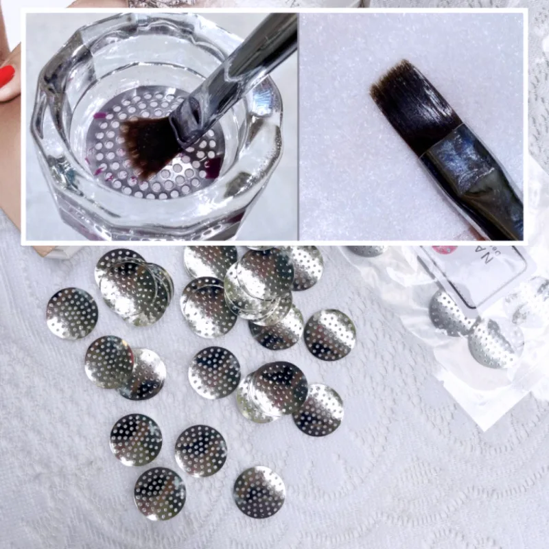 Nail Brush Cup Filter Aluminum Round Rapid Filtration Clean of Sequin Phototherapy Gluin Filter Sheet 0.98in Pen Wash Cup Parts