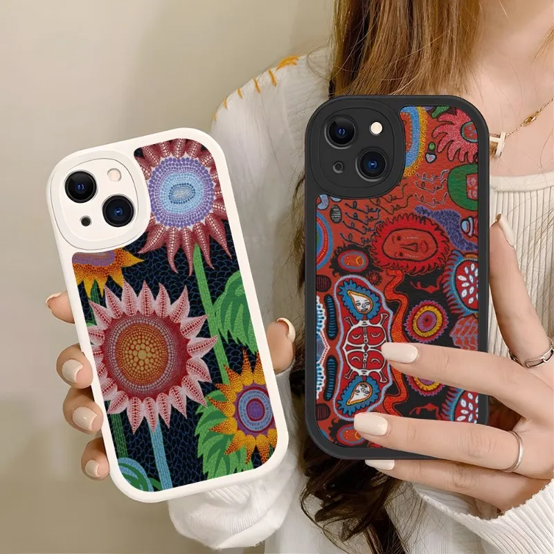 Yayoi Kusama Phone Case Silicone Soft For IPhone 14 11 13 12 Pro Max Mini Xs X Xr 7 8 Plus SE2020 Leather Texture Cover