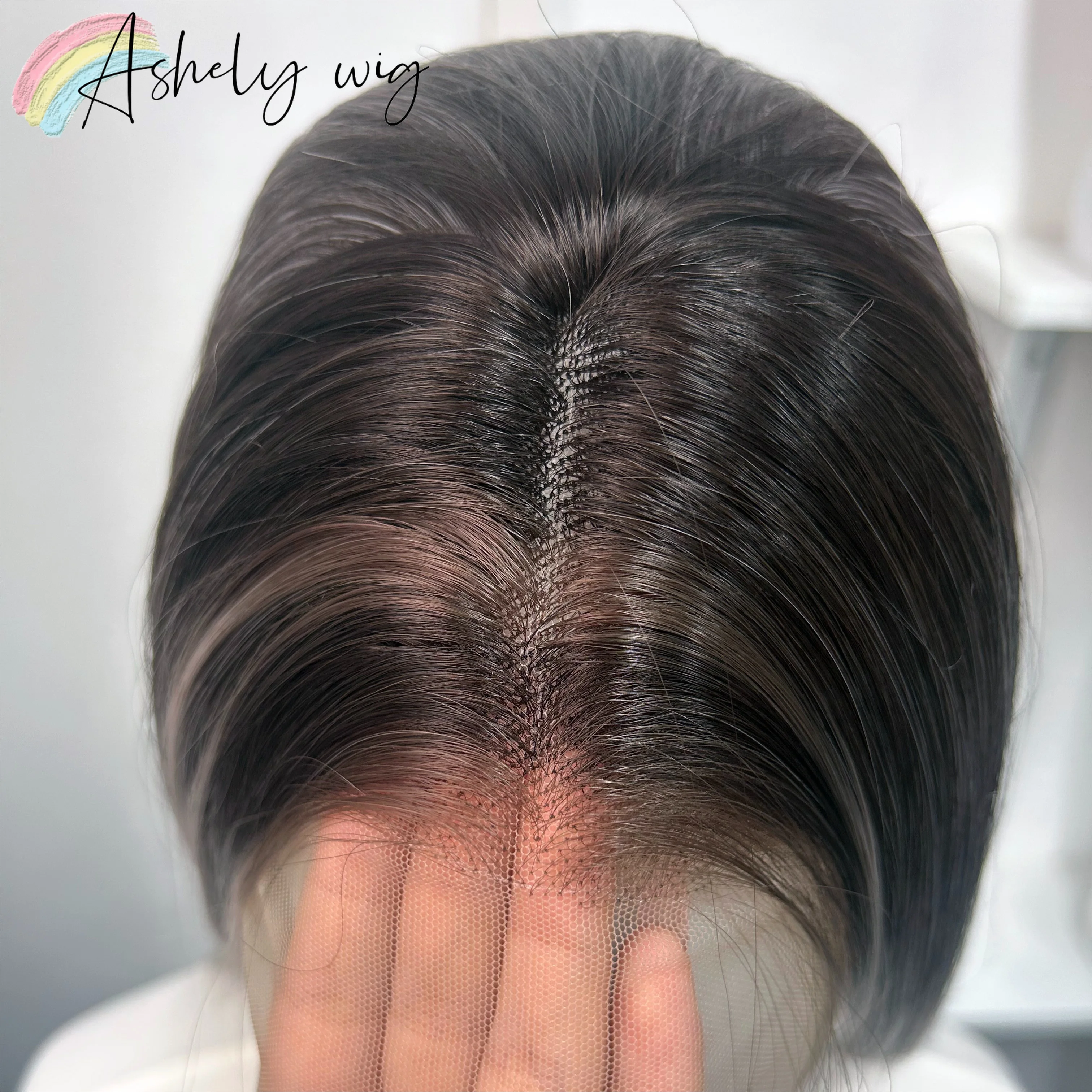 Asheky Gray Highlight Wig for Women 28inch Straight Wigs High Temperature Fibers Synthetic Lace Wig Free Part Wigs for Cosplay