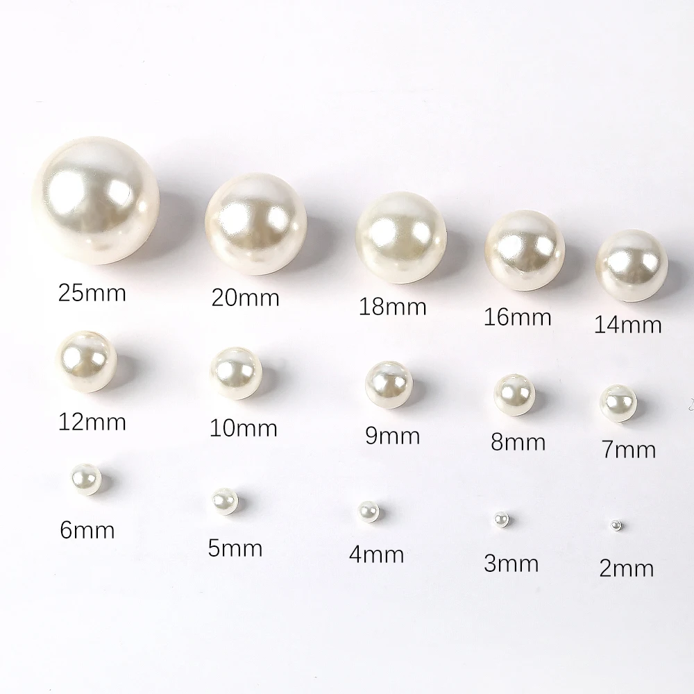 2-25mm No Hole Acrylic Beads Imitation Pearl Loose Bead Headwear Shoes Bags Caps Garment Trim DIY Craft Jewelry Making Supplies