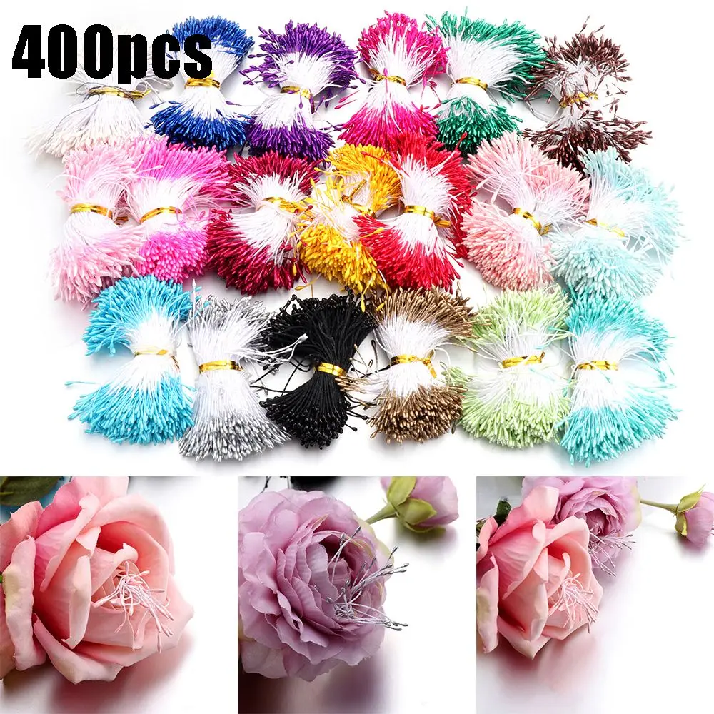 

400pcs Wreath Needlework Wedding Decoration Double Heads Pistil Flower Stamen Artificial Pearl DIY Floral Craft